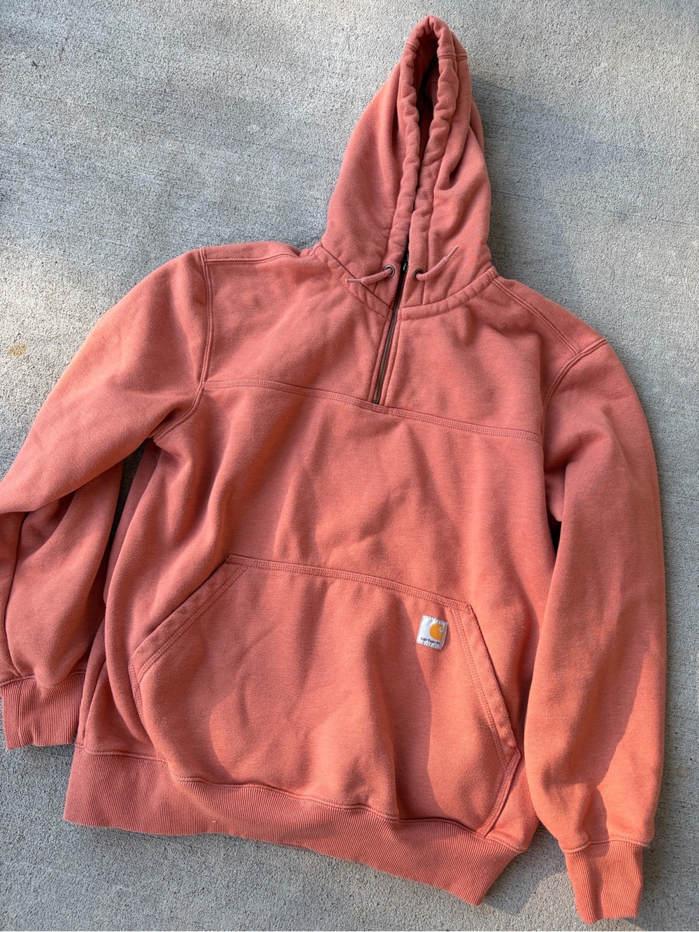 Carhartt relaxed fit rain defender quarter zip hoodie fade red hoodie sweatshirt - Picture 2 of 4